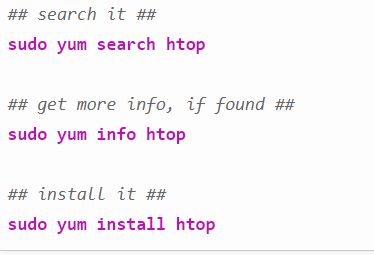 البحث عن حزمة htop وتثبيتها من epel repo img